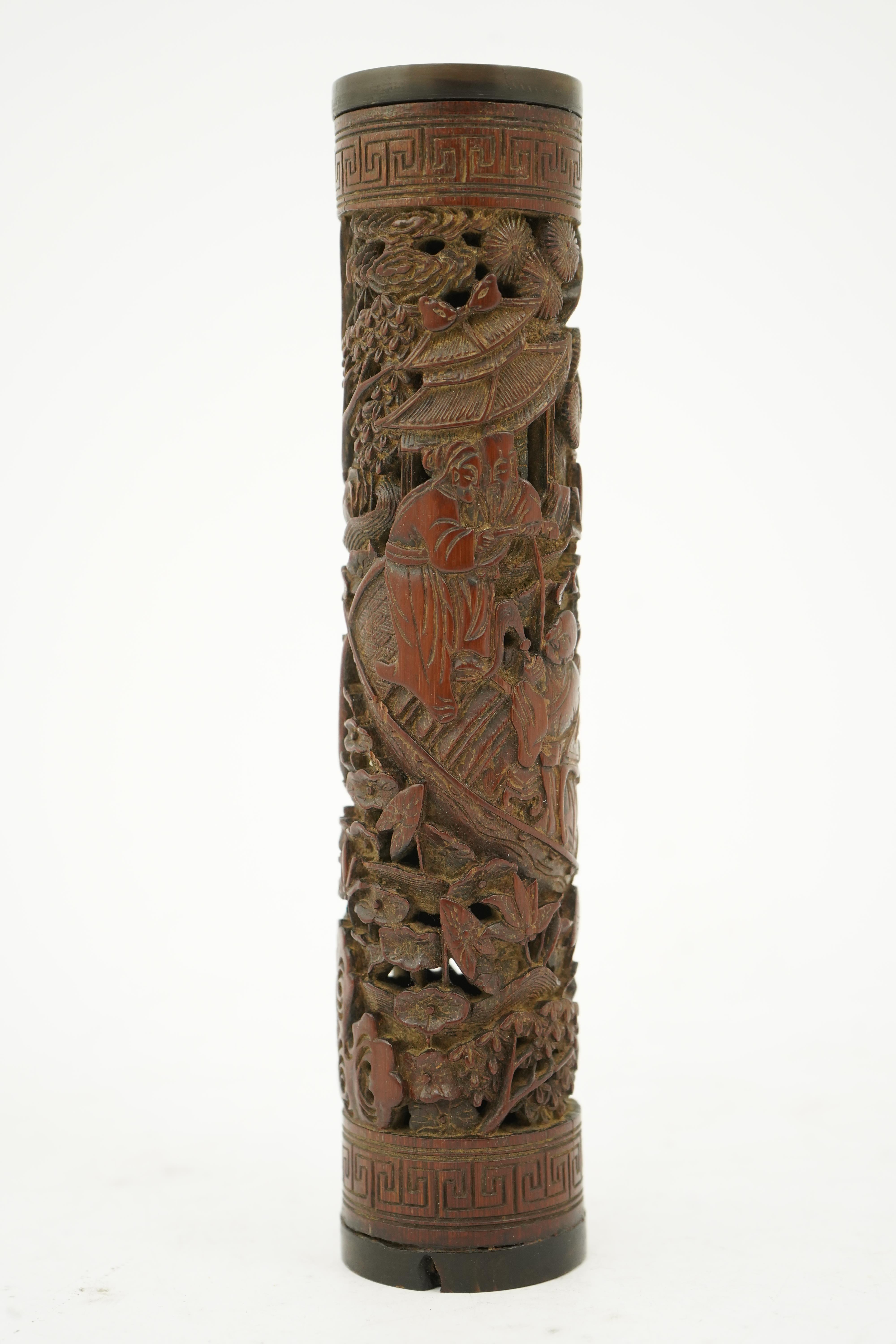 A Chinese reticulated bamboo perfume holder, 18th/19th century